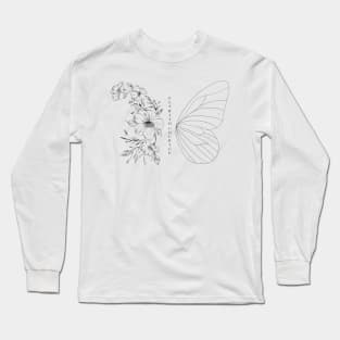 Floral Butterfly Fly with Courage Long Sleeve T-Shirt